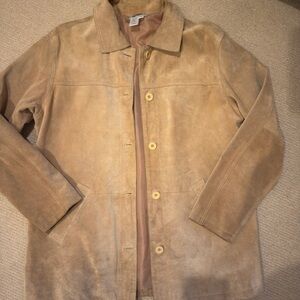 Vintage Tan Suede Button-Front Jacket